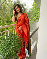 Evanescent Red Soft Silk Saree