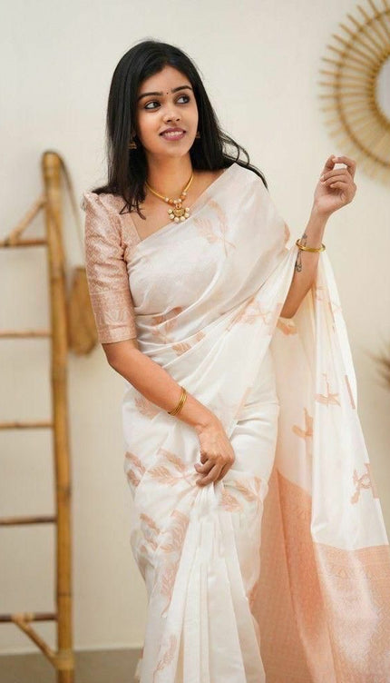 Epiphany White Soft Silk Saree