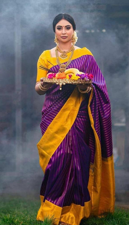 Dalliance Purple Soft Silk Saree