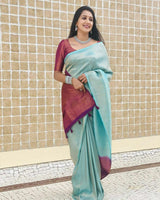 Dazzling Firozi Soft Silk Saree