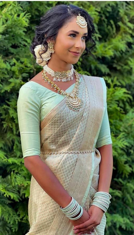 Vedhika Pista Soft Silk Saree