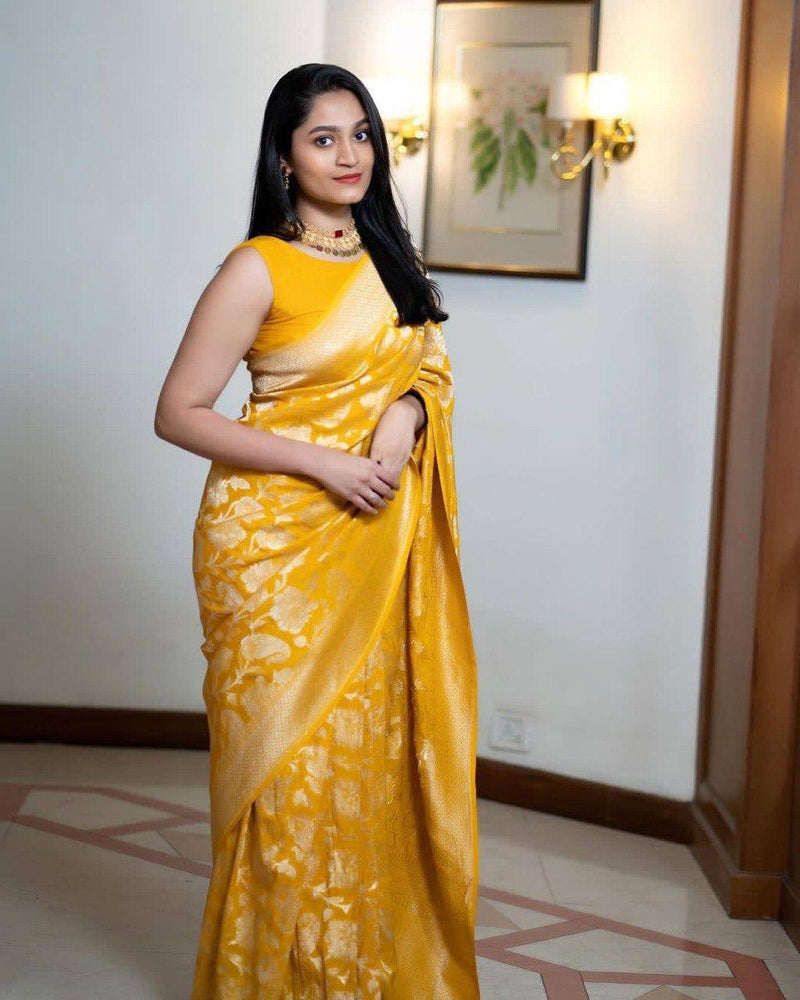 Charming Yellow Soft Silk Saree