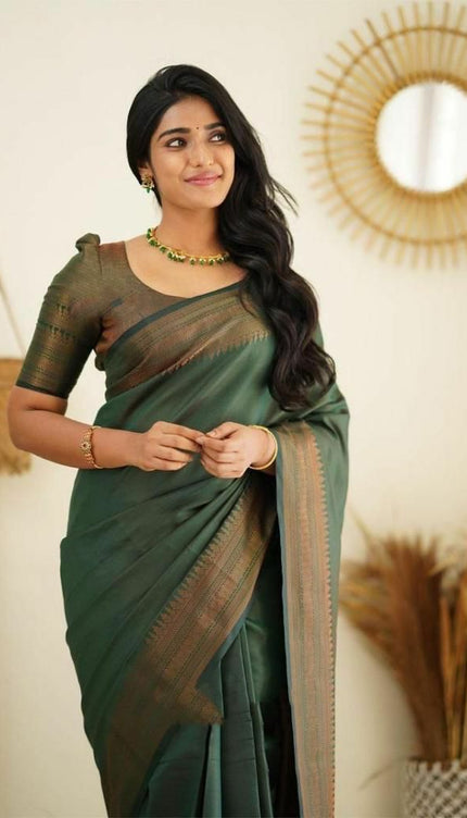 Conflate Green Soft Silk Saree