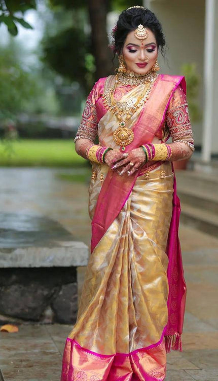 Snazzy Beige Soft Silk Saree