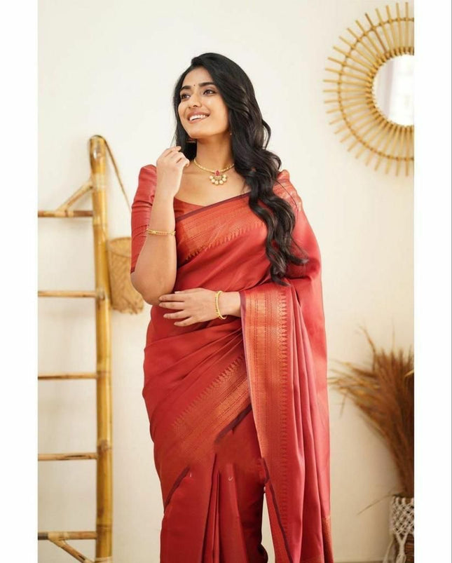 Gratifying Red Soft Silk Saree