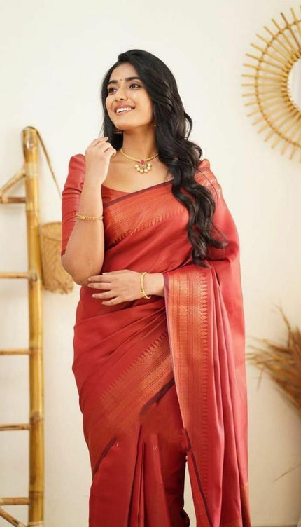 Gratifying Red Soft Silk Saree