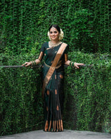Wedding Special Dark Green Jacquard Work Saree