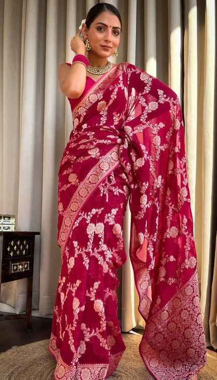 Laita Pink Banarasi Silk Saree