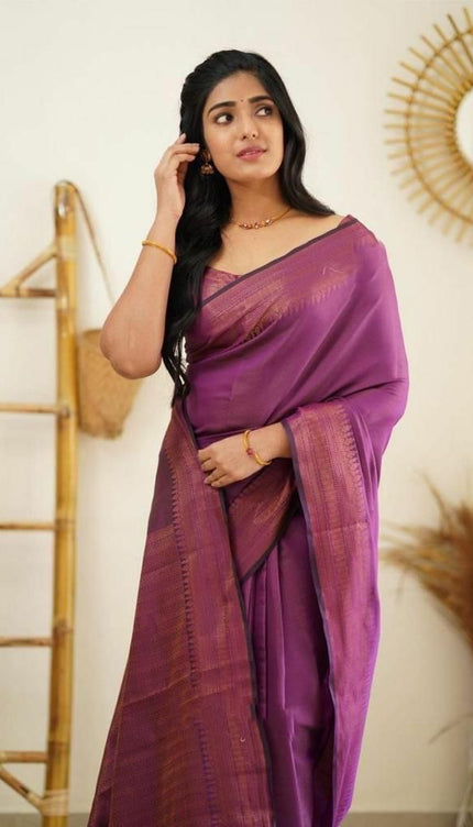 Redolent Purple Soft Silk Saree