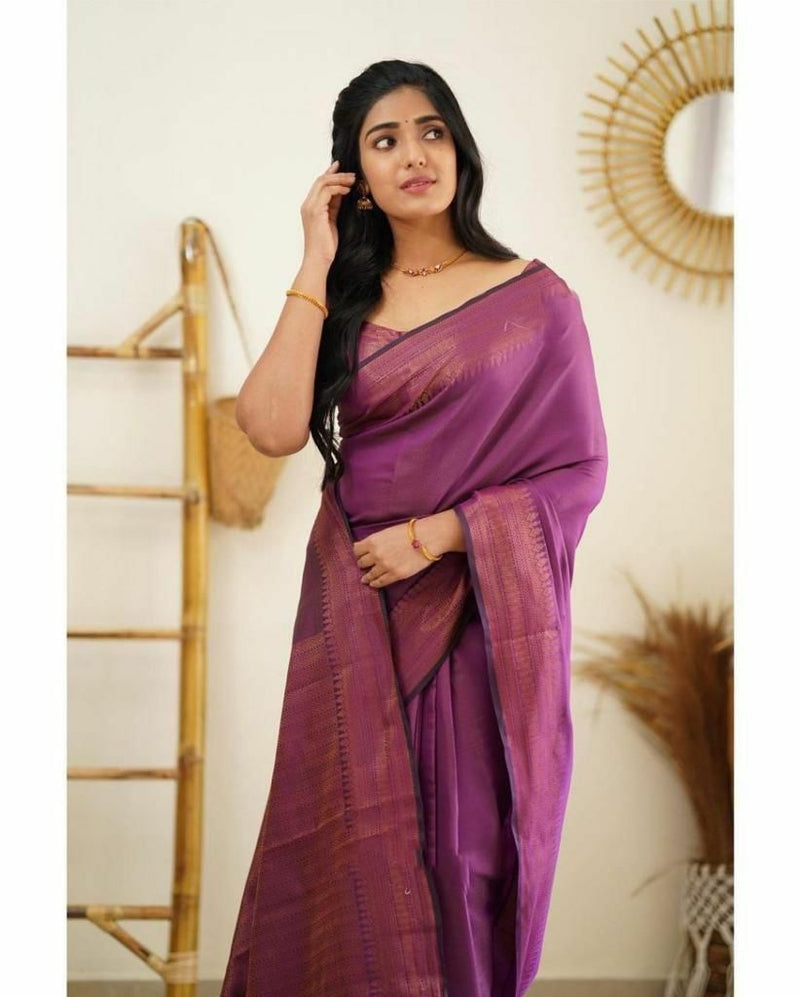Redolent Purple Soft Silk Saree