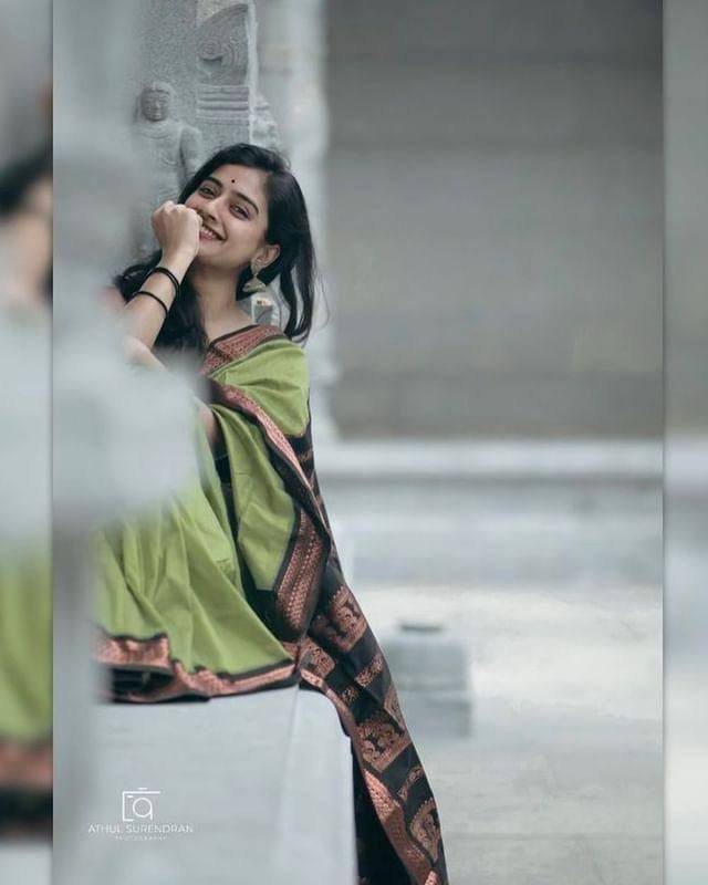 Imbrication Pista Soft Silk Saree