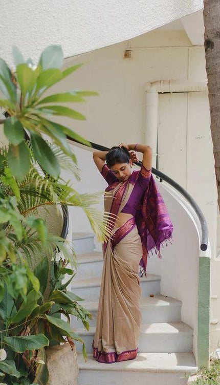 Admirable Beige Soft Silk Saree