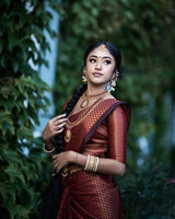 Unique Design Maroon Banarasi Soft Silk Saree