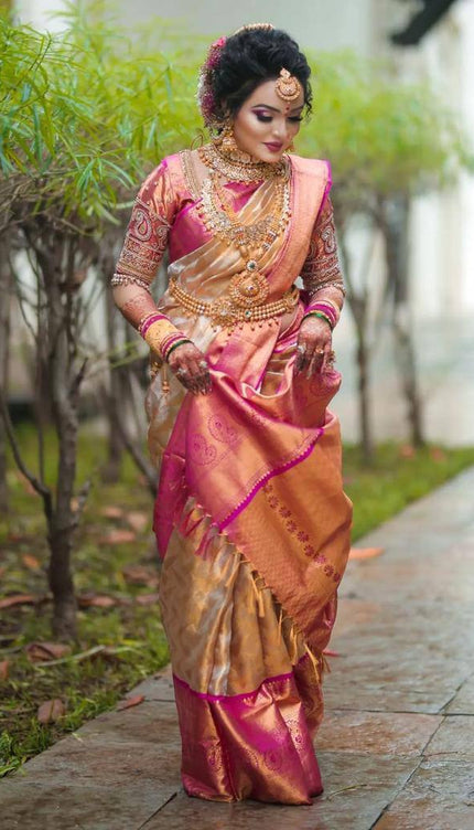 Snazzy Beige Soft Silk Saree