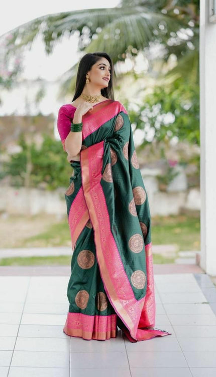 Green Lichi Silk Jacquard Work Saree