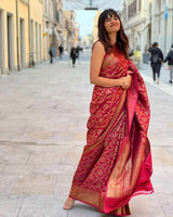 Dark Maroon Jacquard Work Saree