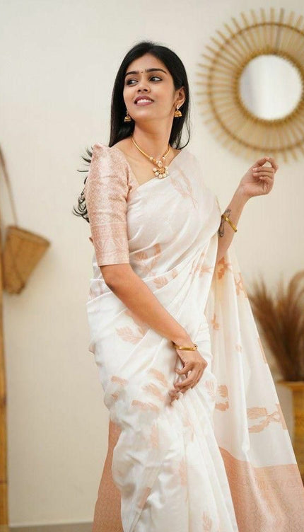 Epiphany White Soft Silk Saree