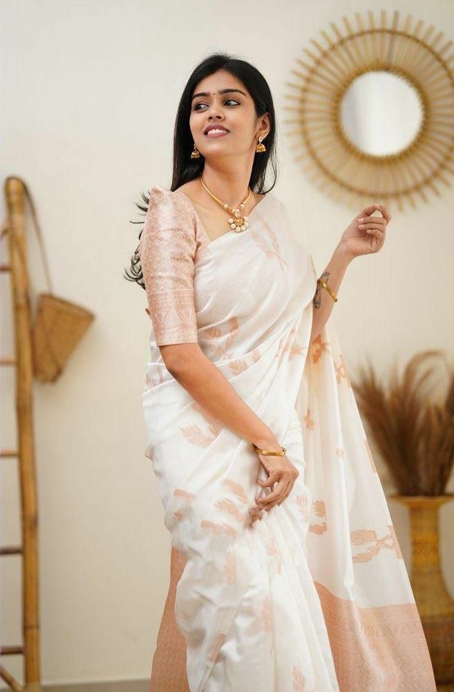 Epiphany White Soft Silk Saree