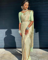 Vedhika Pista Soft Silk Saree