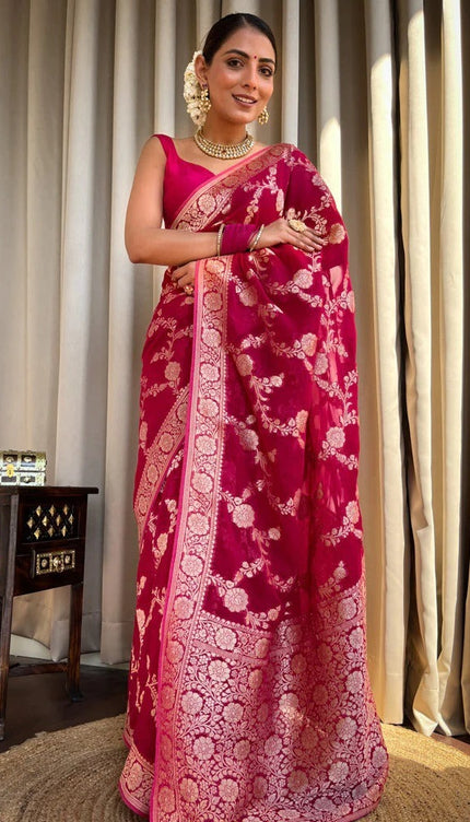 Laita Pink Banarasi Silk Saree