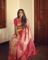 Elegant Peach Soft Silk Saree
