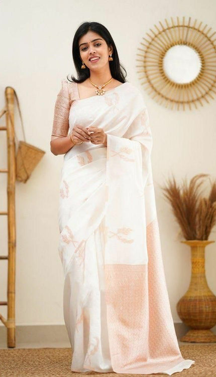 Epiphany White Soft Silk Saree