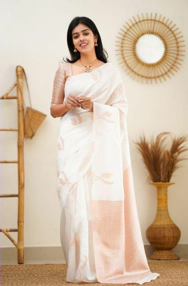 Epiphany White Soft Silk Saree