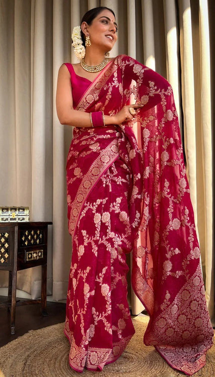 Laita Pink Banarasi Silk Saree