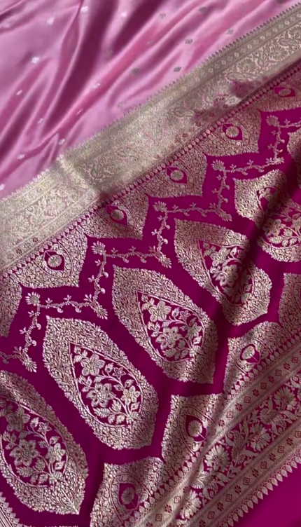 Tanirika - Pink Mashru Silk Saree with Golden Zari Butta & Royal Woven Pallu