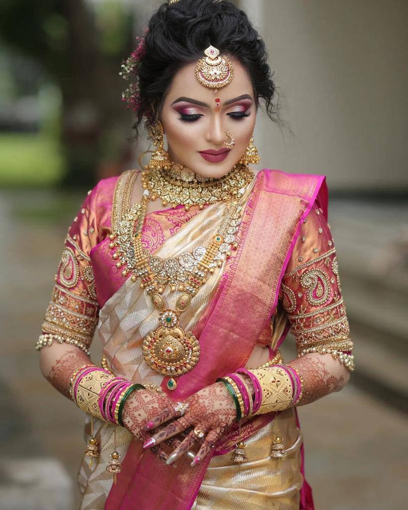 Snazzy Beige Soft Silk Saree