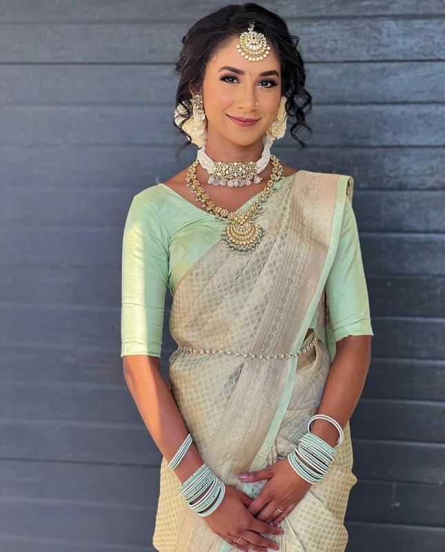 Vedhika Pista Soft Silk Saree