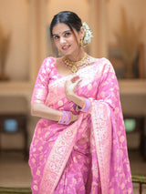 Onion Pink Banarasi Uppada Silk Saree