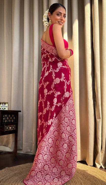 Laita Pink Banarasi Silk Saree