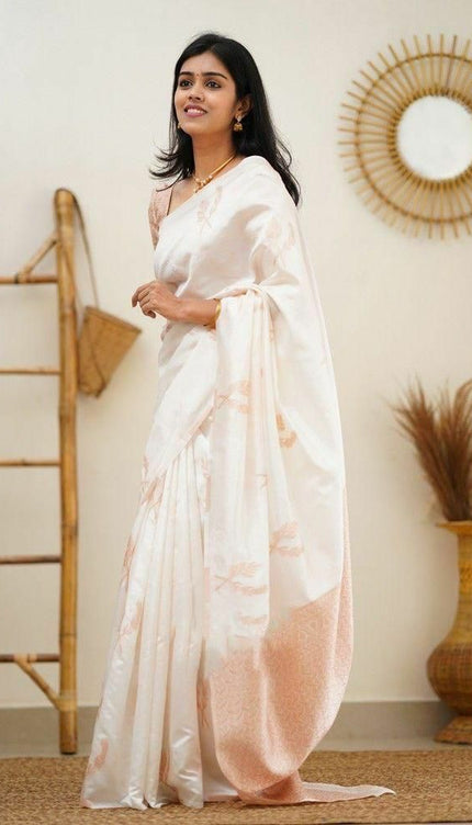 Epiphany White Soft Silk Saree