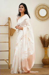 Epiphany White Soft Silk Saree