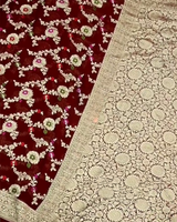 Kusum – Maroon Banarasi Silk Saree with Multi-Coloured Zari Floral Weaving