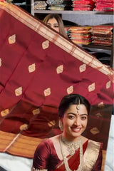 Splendorous Wine Soft Banarasi Silk Saree With Nebula Blouse Piece