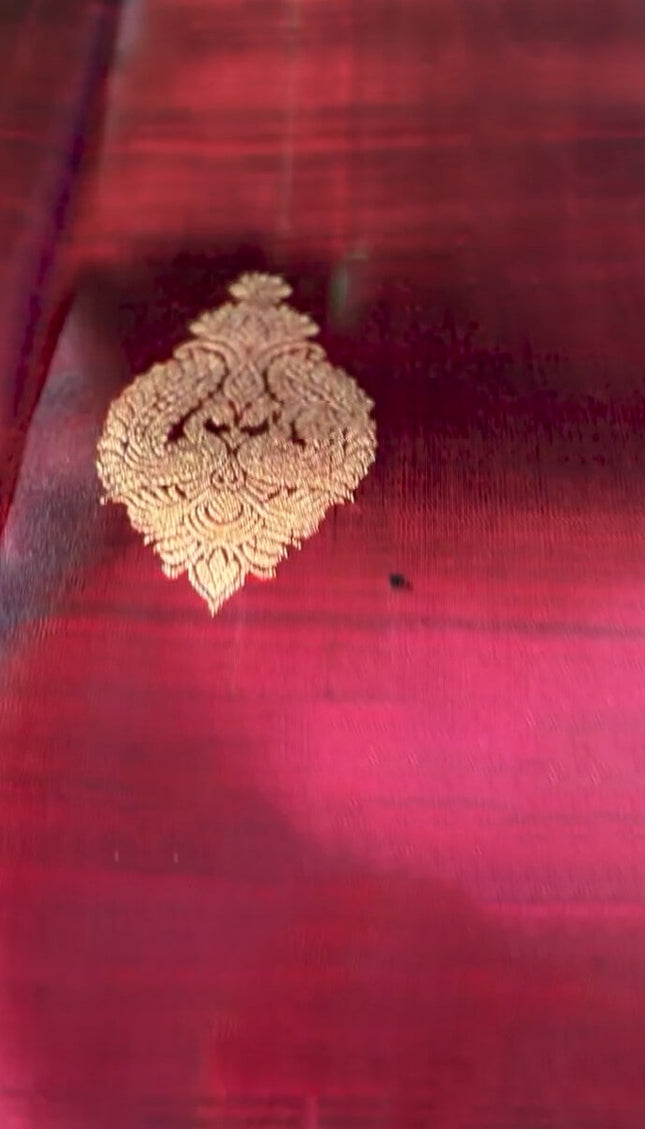 Splendorous Wine Soft Banarasi Silk Saree With Nebula Blouse Piece