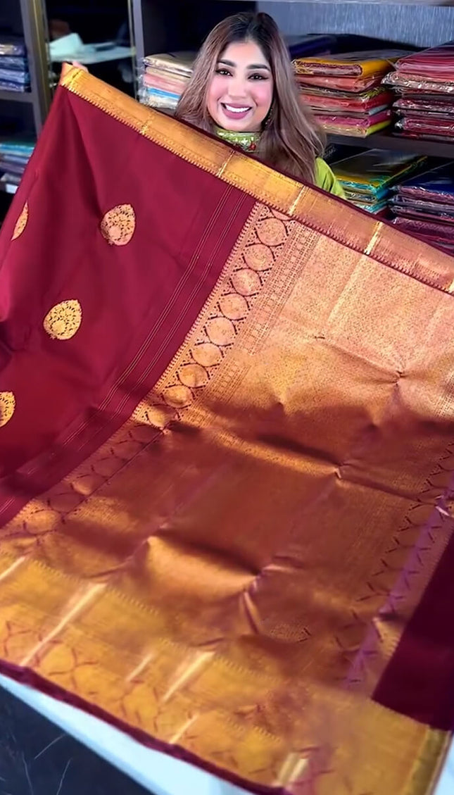 Inimitable Wine Soft Banarasi Silk Saree With Evocative Blouse Piece