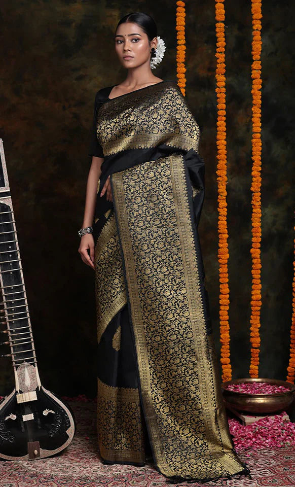 Beautiful Black Soft Silk Saree