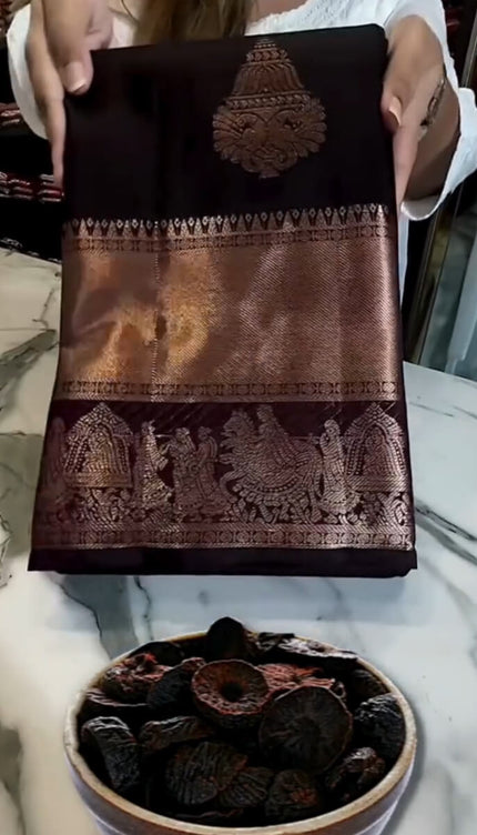 Trendy Purple Soft Banarasi Silk Saree With Forbearance Blouse Piece