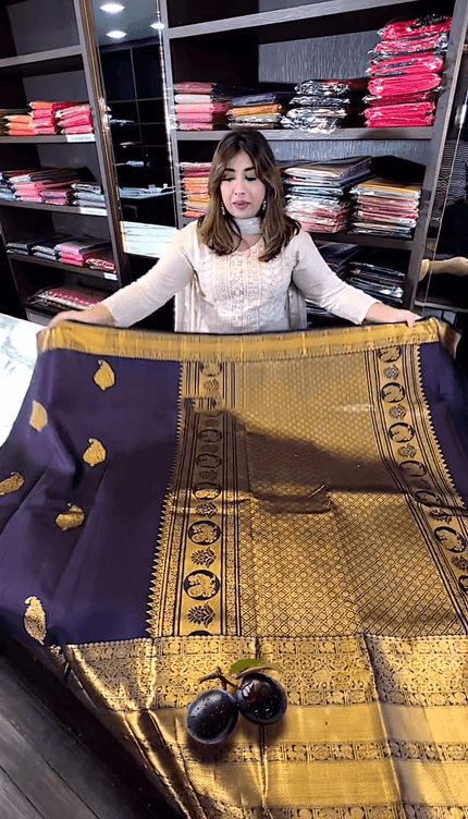 Blissful Purple Soft Banarasi Silk Saree With Efflorescence Blouse Piece