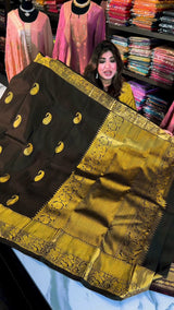 Lassitude Black Soft Banarasi Silk Saree With Glowing Blouse Piece