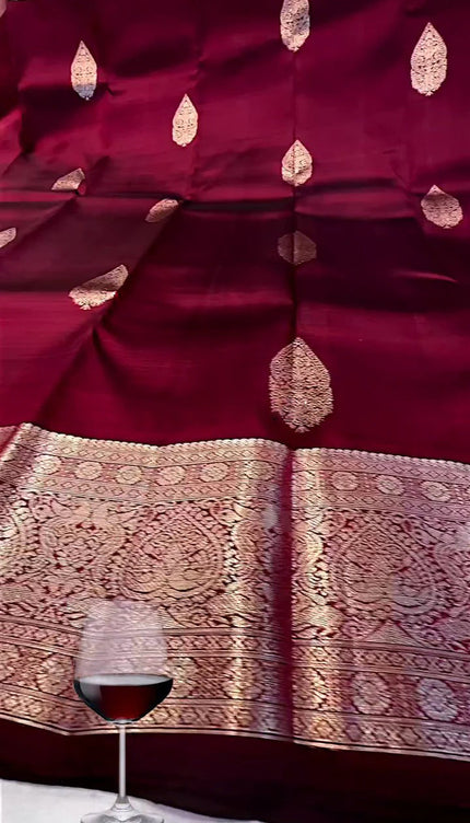Supernal Wine Soft Banarasi Silk Saree With Devastating Blouse Piece
