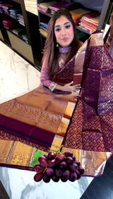 Vibrant Purple Soft Banarasi Silk Saree With Winsome Blouse Piece