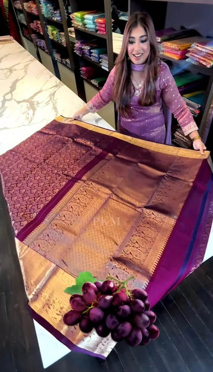 Vibrant Purple Soft Banarasi Silk Saree With Winsome Blouse Piece