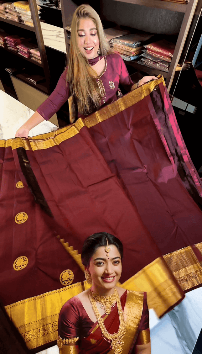 Susurrous Maroon Soft Banarasi Silk Saree With Tremendous Blouse Piece