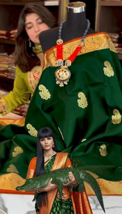 Impressive Dark Green Soft Banarasi Silk Saree With Lovely Blouse Piece