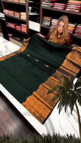 Desuetude Dark Green Soft Banarasi Silk Saree With Gorgeous Blouse Piece