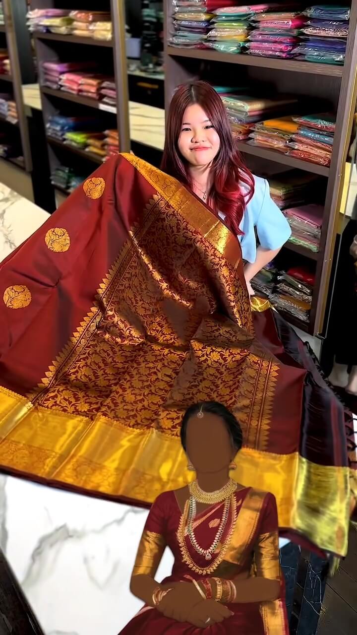 Moiety Maroon Soft Banarasi Silk Saree With Traditional Blouse Piece